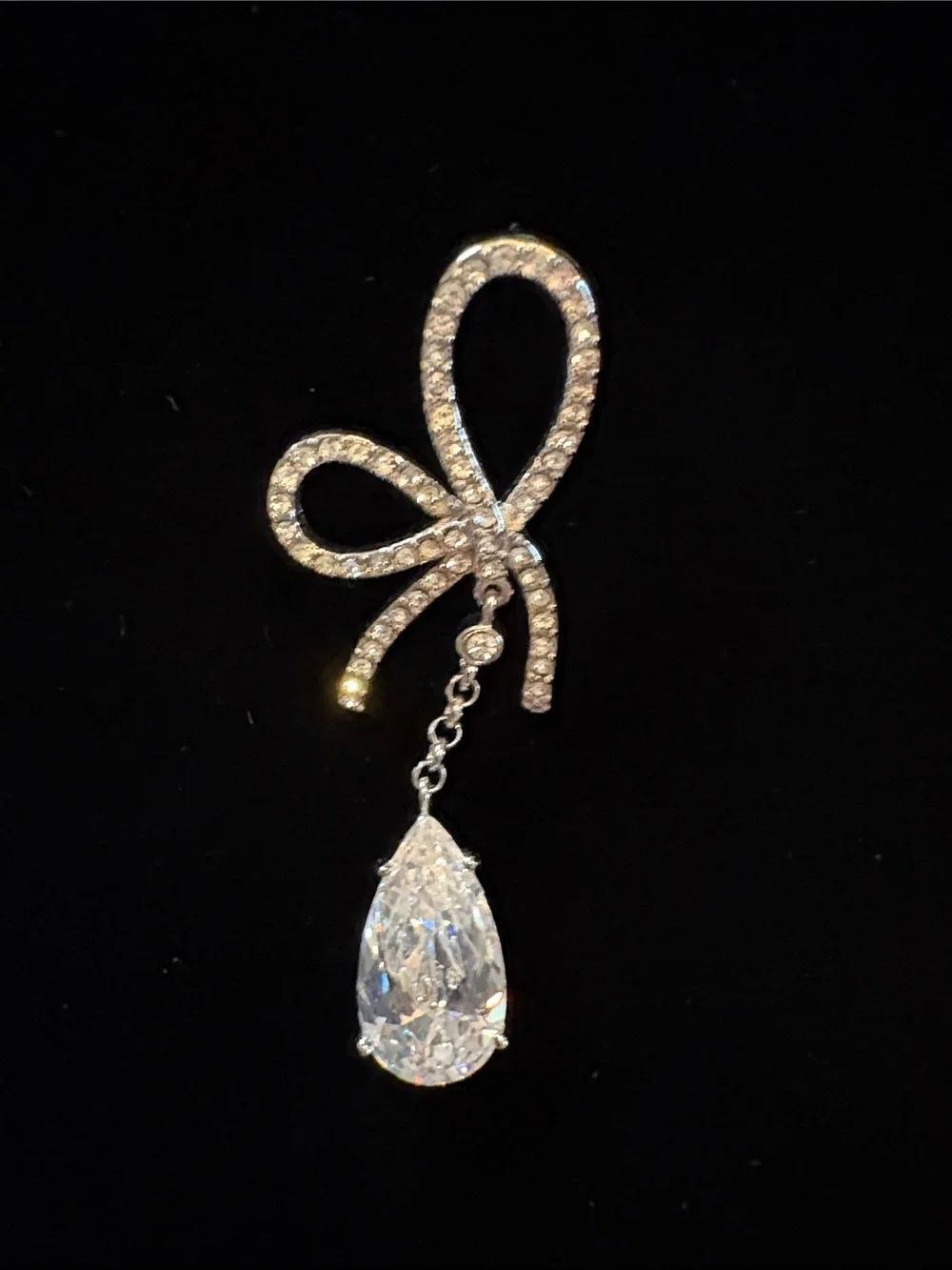 Crystal Bowknot Pendant Necklace & Drop Earrings Set Bridal, Weddings, Prom